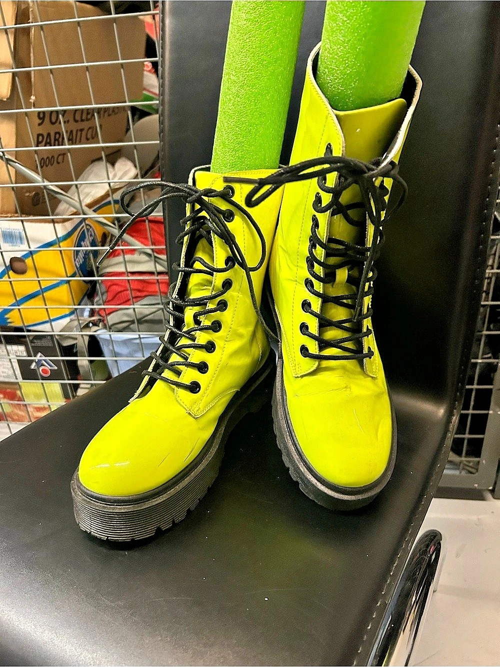 Neon Yellow Doc Martin Style Women's Combat Boots sz 8